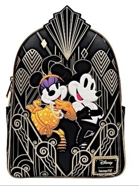 Loungefly Disney Mickey & Minnie Art Deco Great Gatsby Backpack NWT